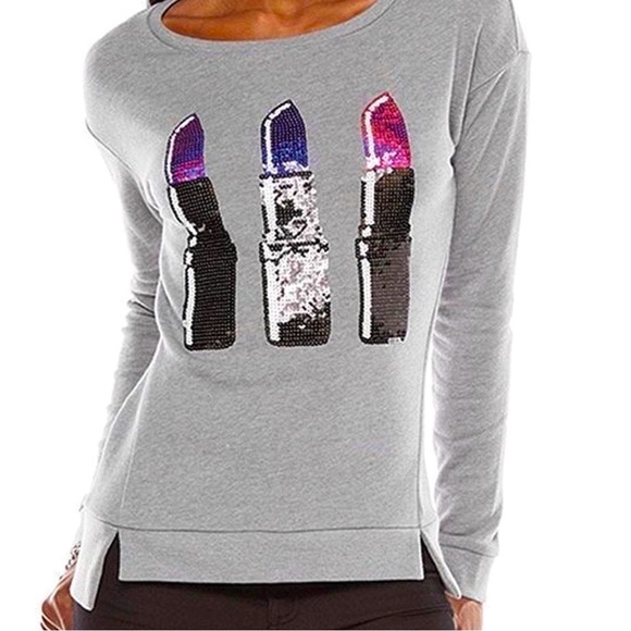 ⭐️BOGO FREE⭐️ JUICY COUTURE Y2K Vintage Sequined Lipstick Casual Top S - Picture 1 of 9